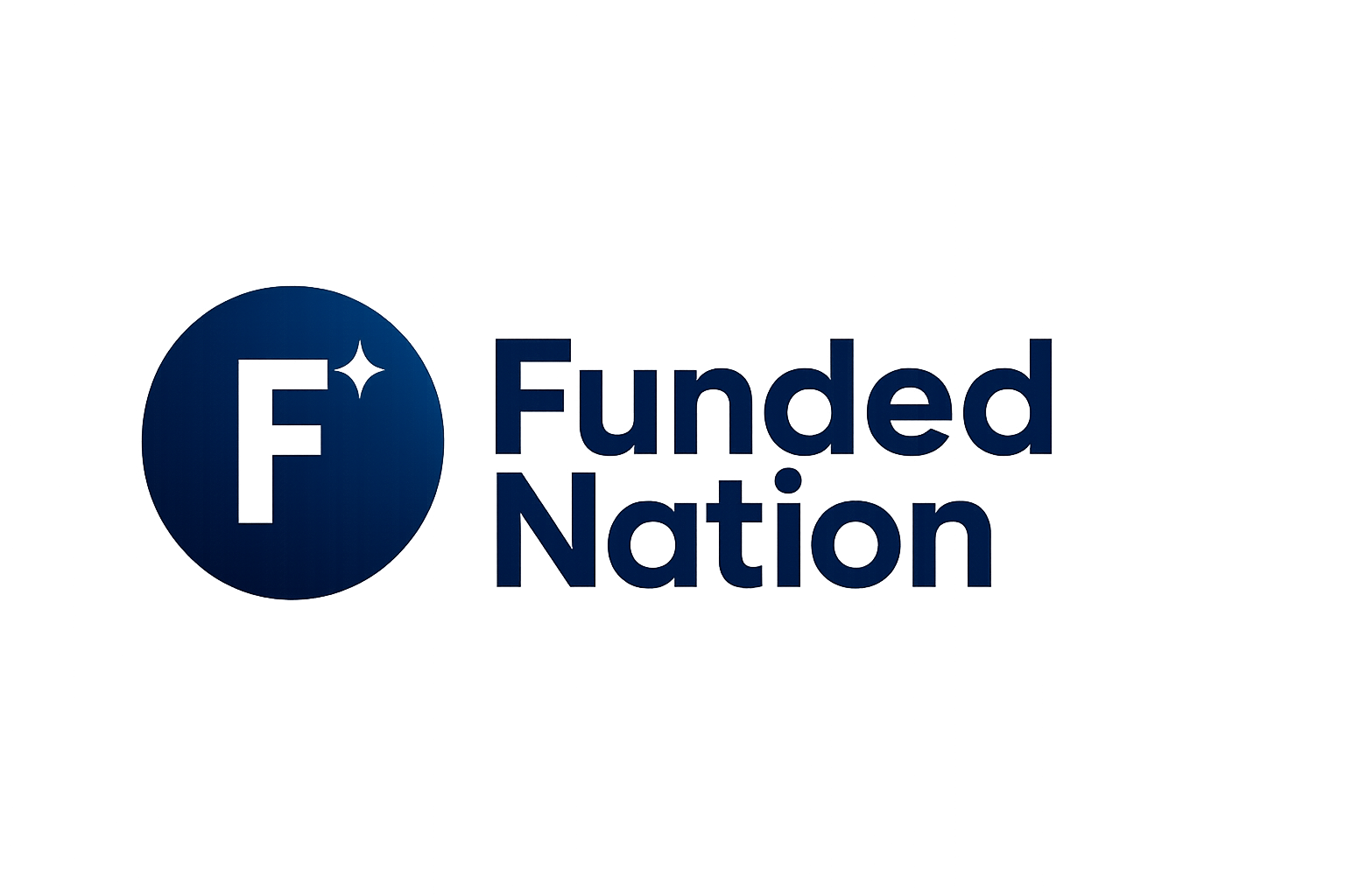 FundedNation logo with refined blue wordmark and icon